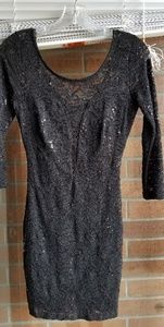 Black, v-cut sequin dress